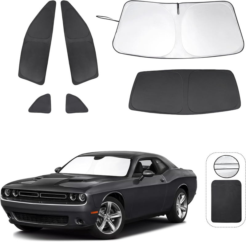 TINGLU Window Shades for Dodge Challenger 2015-2023 (SXT, RT, GT) Accessories Car Side Full Windows Rear Windshield Sun Shade Sun UV Rays & Privacy Protection for Camping,Napping,and Relaxing 6PCS - Image 1